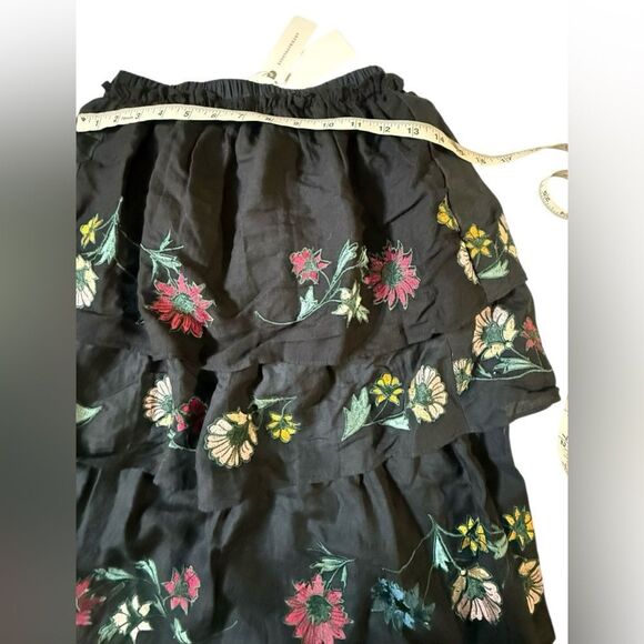 Red Carter Women Skirts Boho Black Tiered Embroidered Floral Skirt XS NWT - Picture 5 of 7